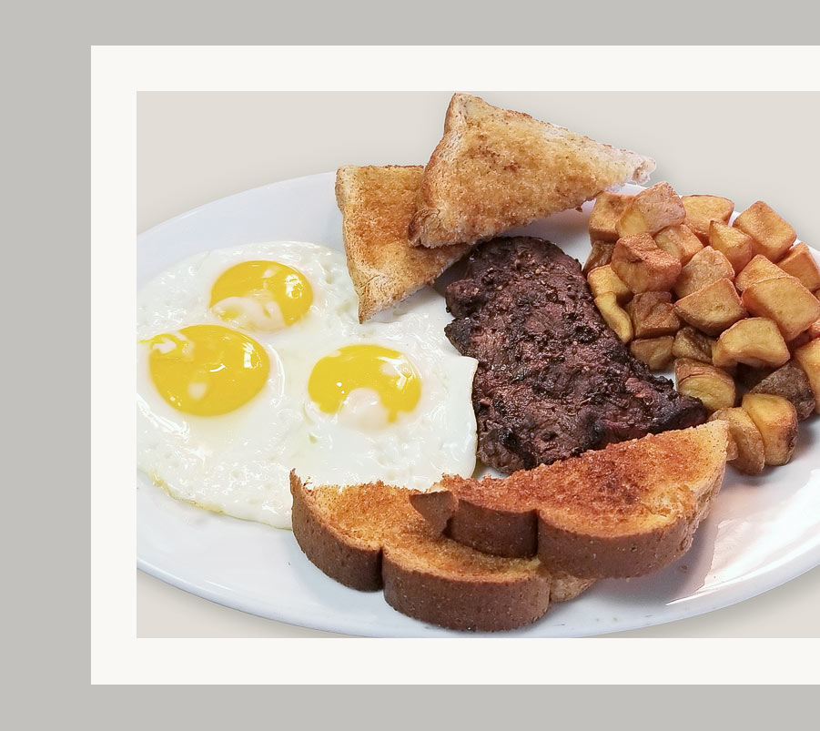 Steak, Hash Browns, Eggs and Toast